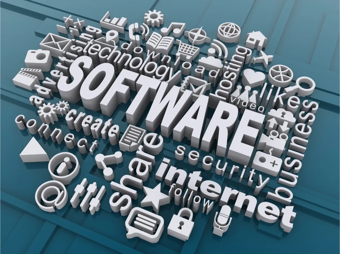 3D word cloud around the word Software